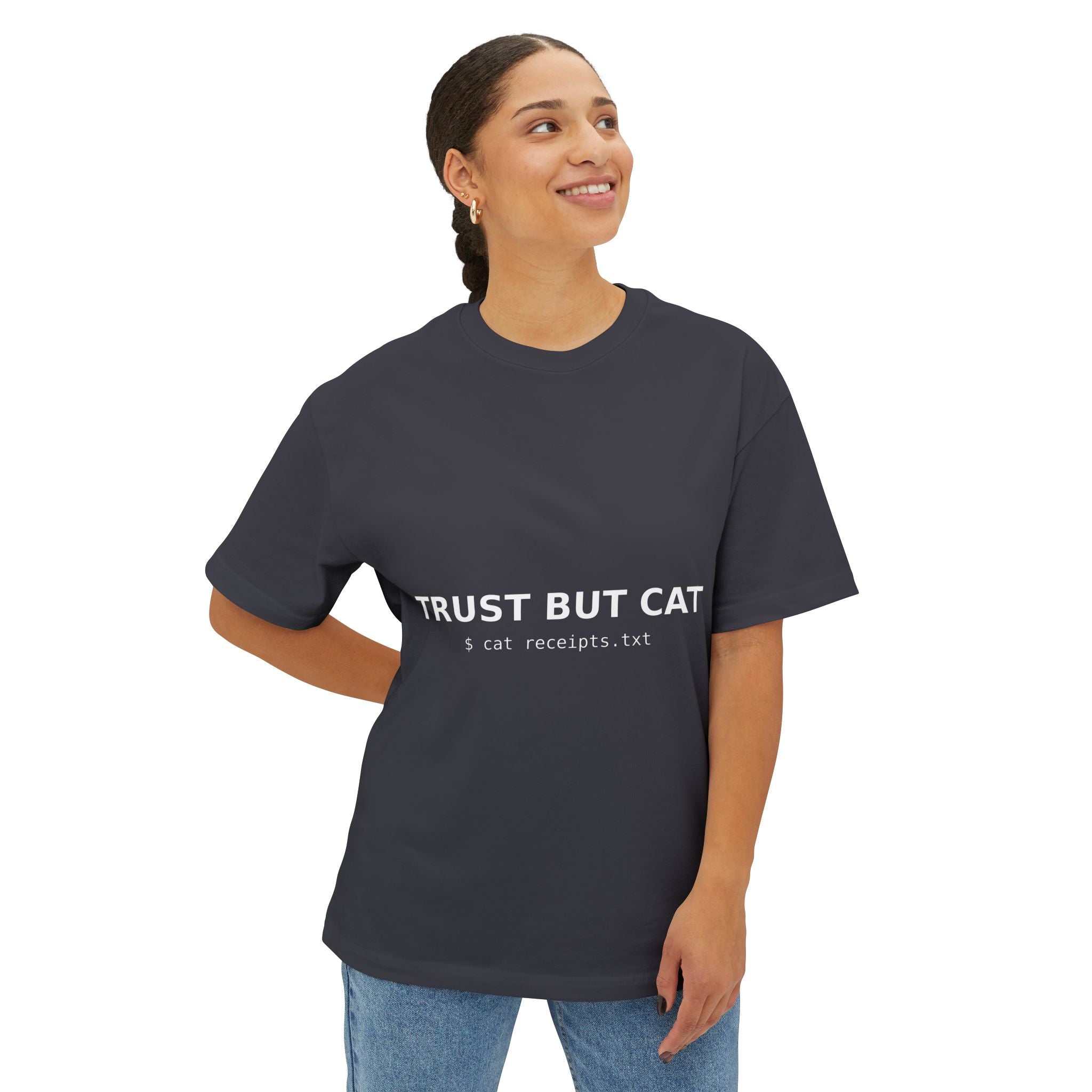 TRUST BUT CAT Oversized Tee