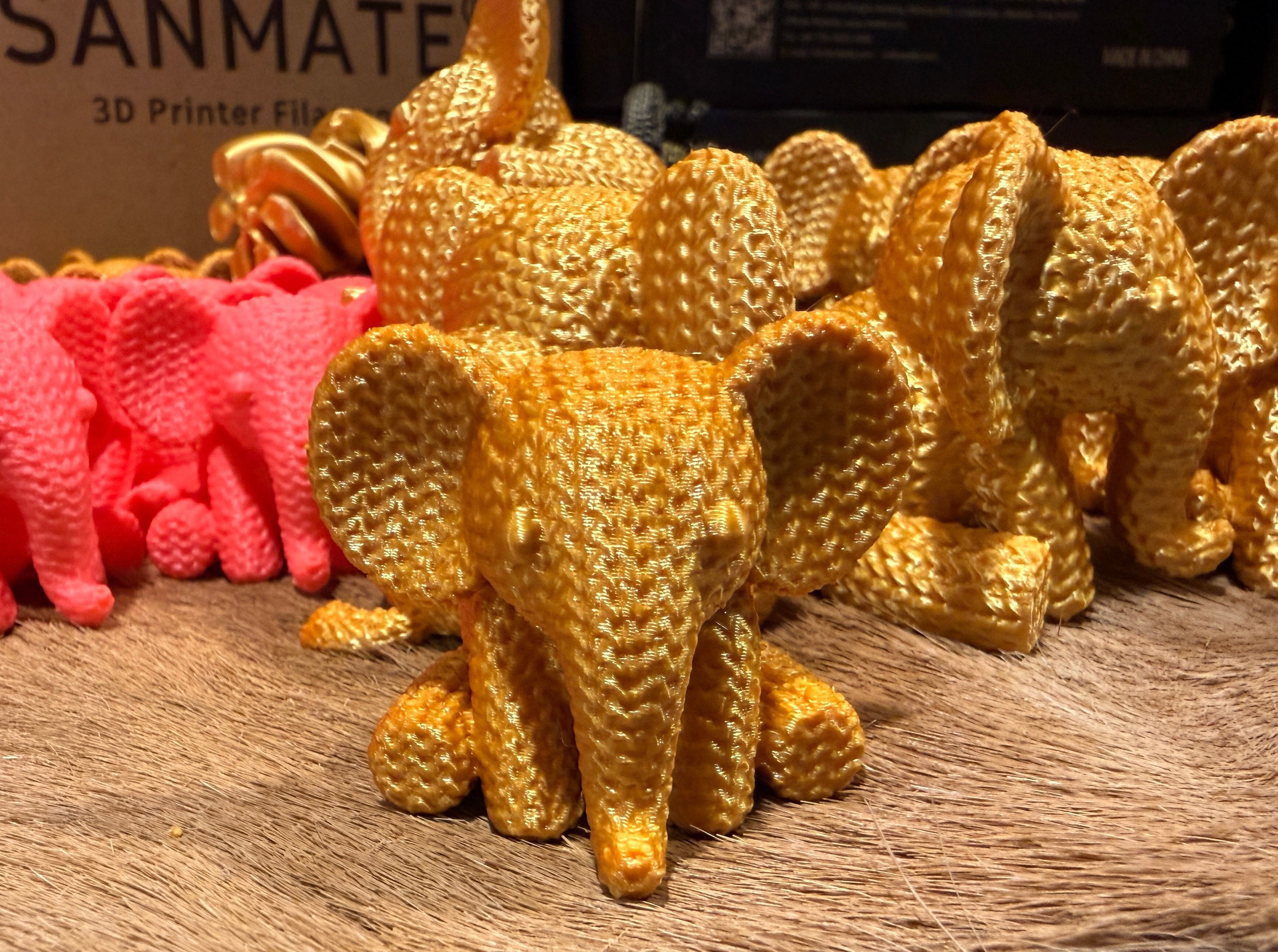 The Gold Elephant 75% size solid gold silk PLA