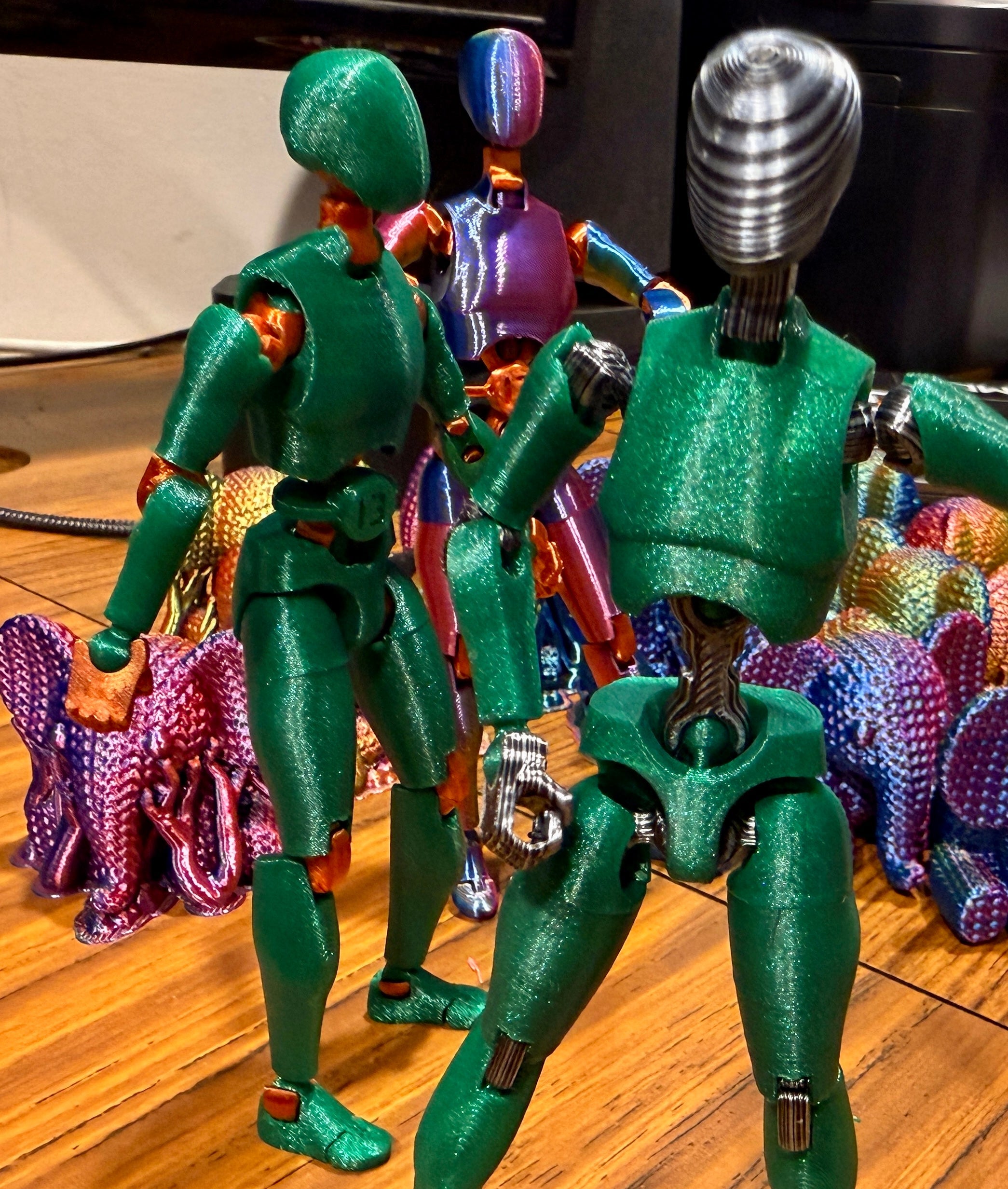 Lucky Swap Bot Zebra — close-up detail, black silk with silver joints